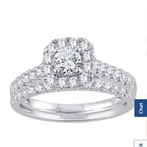 Womens 1 CT. T.W. Genuine White Diamond 10K Gold Halo Bridal Set